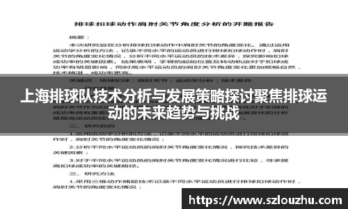 上海排球队技术分析与发展策略探讨聚焦排球运动的未来趋势与挑战